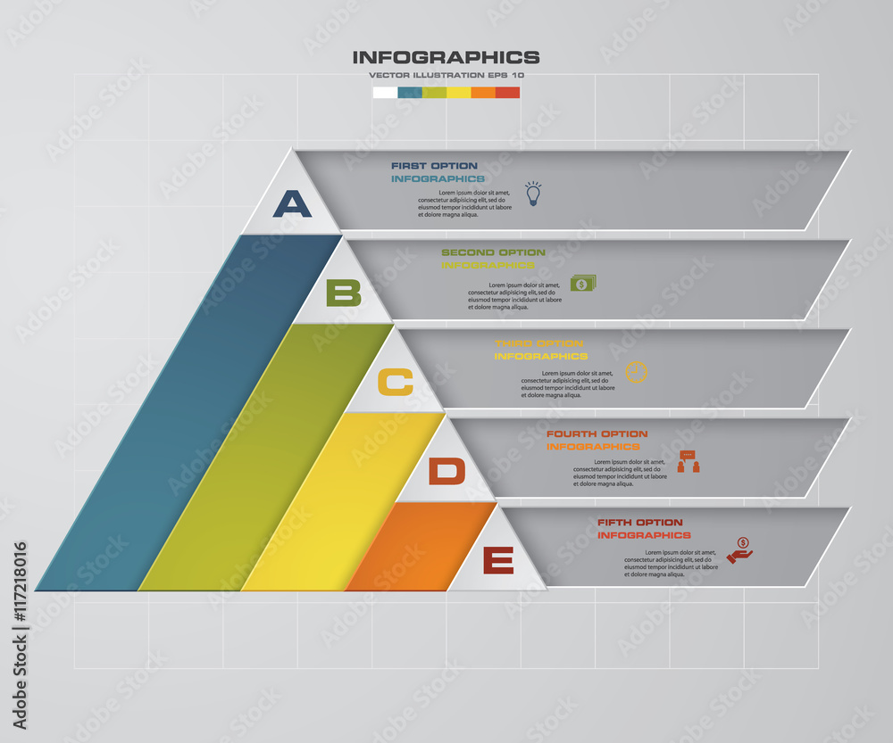 Abstract 5 steps pyramid shape layout. with free space for sample text ...
