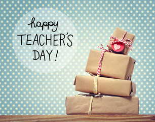 Wall Mural - Teachers Day message with gift boxes