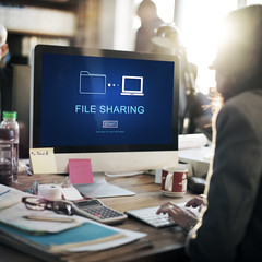 Wall Mural - file sharing internet technology social storage concept
