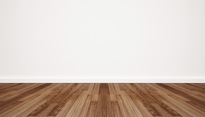 Wall Mural - Wood floor with white wall