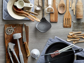 various kitchen utensils