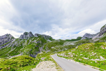 Beautiful landscape of green scenery of mountains in summertime