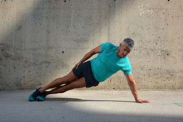 Elderly man practicing sports