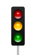 Stylish modern vector traffic signal with three aspects isolated on white background. Traffic lights icon for your design.