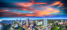 Sunset Over Saint Petersburg, Florida - USA. Aerial View