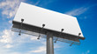 © vchalup - 3D illustration of blank white billboard against blue sky.