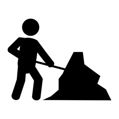 Poster - flat design men at work traffic sign icon vector illustration