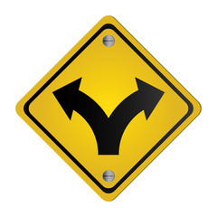 Poster - flat design bifurcation traffic sign icon vector illustration