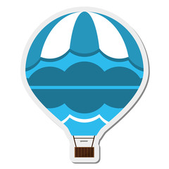 Sticker - flat design blue hot air balloon icon vector illustration