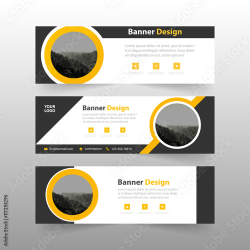Yellow Black Triangle Abstract Corporate Business Banner Template