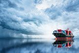 International Container Cargo ship in the ocean, Freight Transportation, Shipping, Nautical Vessel