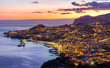 Aerial view of Funchal by night, Madeira Island, Portugal