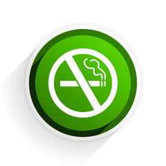 Poster - no smoking flat icon with shadow on white background, green modern design web element