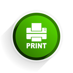 Sticker - printer flat icon with shadow on white background, green modern design web element