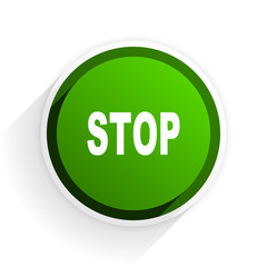 Poster - stop flat icon with shadow on white background, green modern design web element