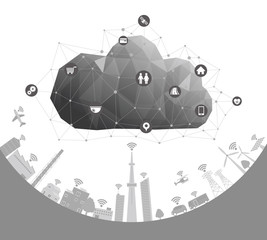 Aufkleber - CPS(Cyber Physical System) conceptual abstract image visual, Cloud Computing, Internet of Things