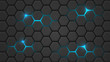 Dark vector illustration with a hexagonal pattern and blue backlight.