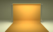 Empty photography studio background yellow template 3d render