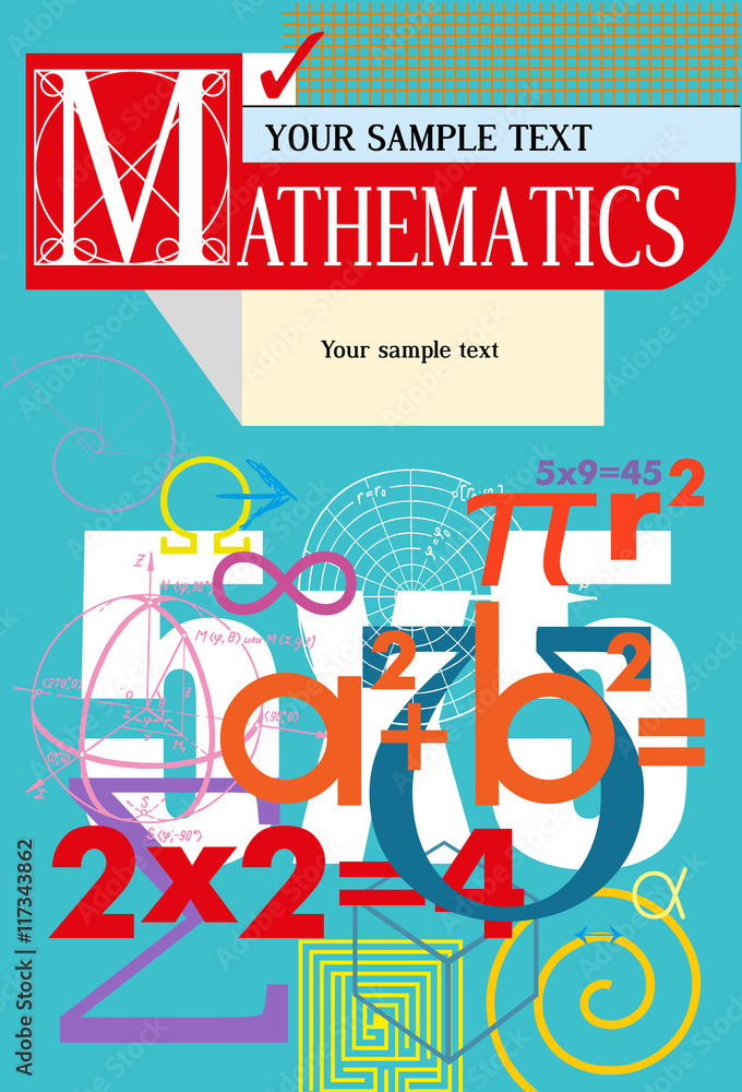 Math Book Backround Mathematics. Vector cover. A background from scientific formulas. For ...