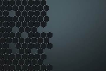 Wall Mural - black hexagon background