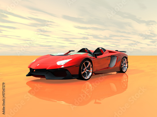 czerwone-wloskie-coupe-na-blyszczacej-pustyni