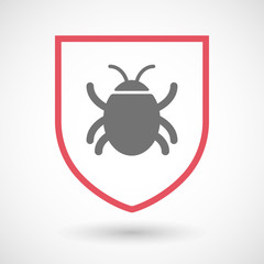 Wall Mural - Isolated line art shield icon with a bug