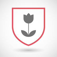 Sticker - Isolated line art shield icon with a tulip