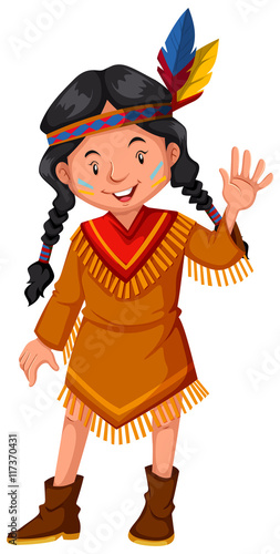 Native american indian girl waving hello - Buy this stock vector and ...