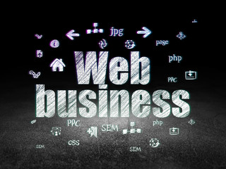 Web development concept: Web Business in grunge dark room