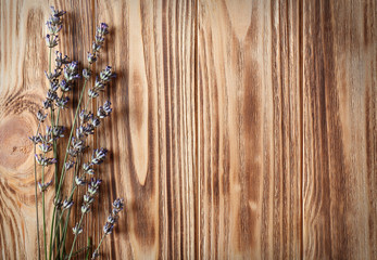 Wall Mural - Dry lavender flowers on wooden background