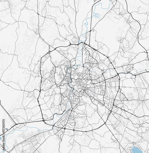 Map of Roma city. Roads Poster Mural XXL