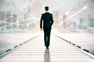 Poster - Businessman walking towards forex chart