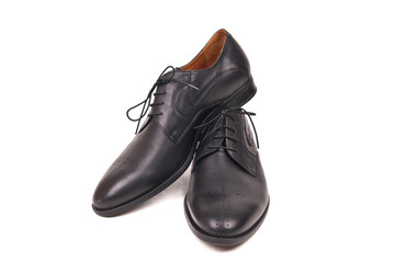 Classic male black leather shoes