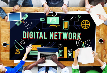 Wall Mural - digital network technology online connection concept