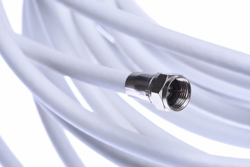 Poster - Coaxial tv cable with F connector close up