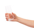 © IntelWond - Female hand holding empty clean drinking glass against white