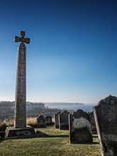 Whitby Cemetery Grave Yard Abbey Seaview In Yorkshire, England The UK