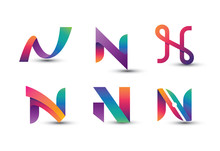 Abstract Colorful N Logo - Set Of Letter N Logo