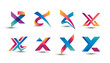 Abstract Colorful X Logo - Set of Letter X Logo