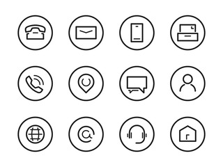 Fototapete - Sleek minimalistic contact icons set 