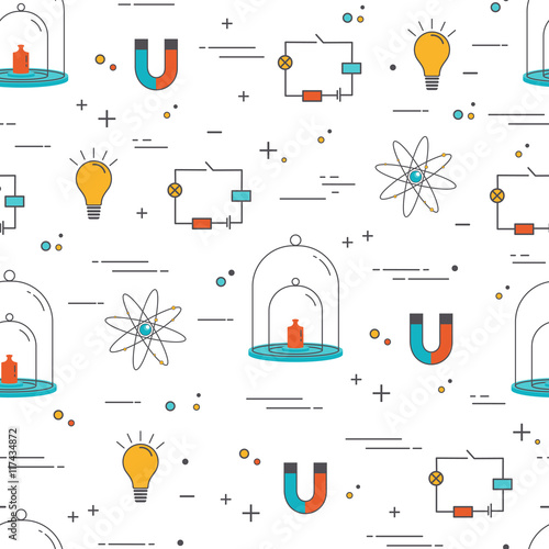 Download Vector Seamless Pattern With Icons Physics Science And Educational Background Cartoon Style Fabric Pattern Buy This Stock Vector And Explore Similar Vectors At Adobe Stock Adobe Stock PSD Mockup Templates