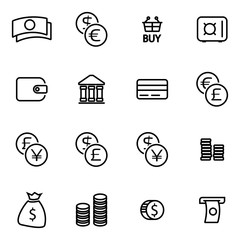 Wall Mural - Vector line money icon set