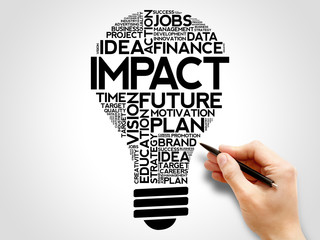 Wall Mural - IMPACT bulb word cloud collage, business concept background