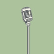 Metal vintage microphone for stage. Vector illustration.
