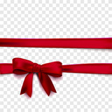 Fototapeta Tematy - Horizontal red ribbons vector isolated with bow.
