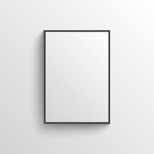 White Blank Poster With Frame Mock-up On Grey Wall