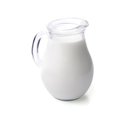 Wall Mural - Milk in a glass jug isolated with clipping path.