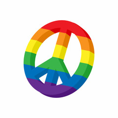 Canvas Print - LGBT peace sign icon in cartoon style isolated on white background. Tolerance symbol