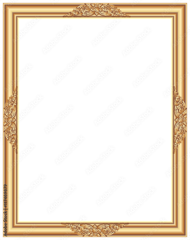 Vintage frame retro decoration corner template design.Gold photo frame with  corner line floral for picture, Vector design decoration frame pattern style.frame  floral border template illustration Stock Illustration | Adobe Stock, image size:791x1000