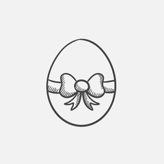 Poster - Easter egg with ribbon sketch icon.